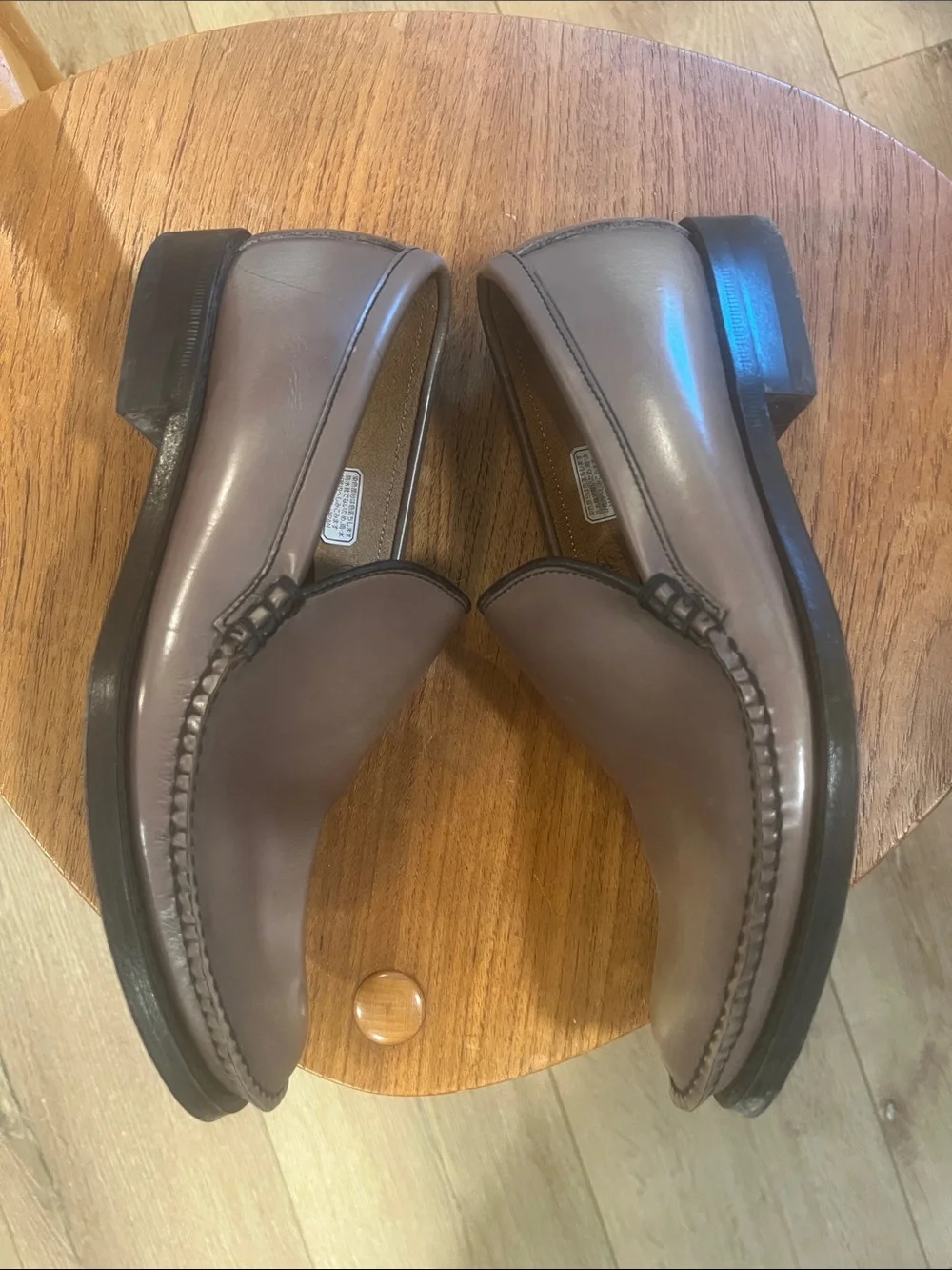 Men's Taupe Leather Slip-On Loafers Regal 50 Anniversary in Japan sz 24 1/2